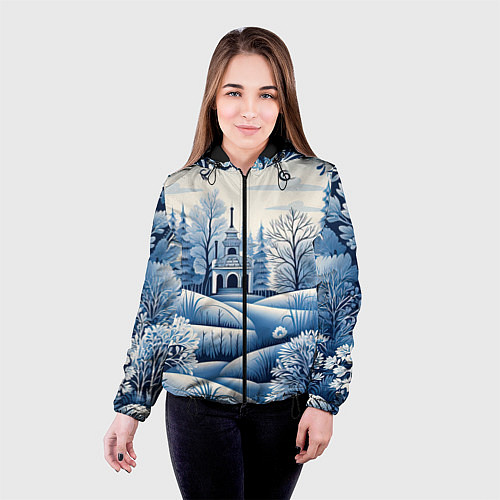 Женская куртка Пушистые завитки / 3D-Черный – фото 4