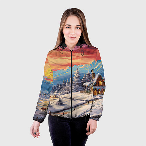 Женская куртка Северное сияние веселья / 3D-Черный – фото 4