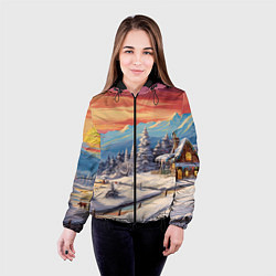 Куртка с капюшоном женская Северное сияние веселья, цвет: 3D-черный — фото 2