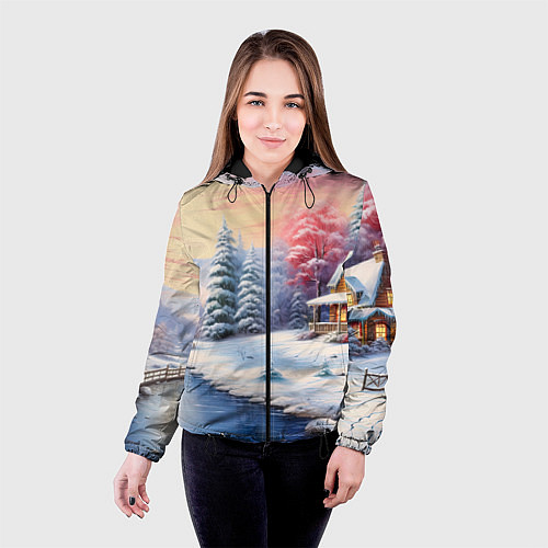 Женская куртка Сказочная метель подарков / 3D-Черный – фото 4