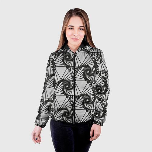 Женская куртка Треугольник и линии / 3D-Черный – фото 4