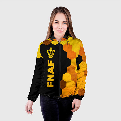 Женская куртка FNAF - gold gradient по-вертикали / 3D-Черный – фото 4