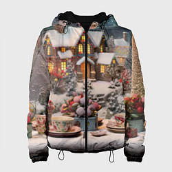Женская куртка Объемные новогодние домики