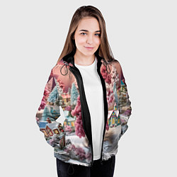 Куртка с капюшоном женская Зимний закат новый год, цвет: 3D-черный — фото 2