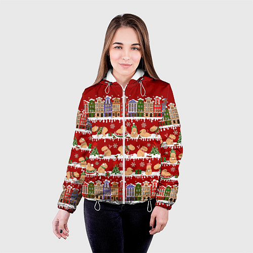 Женская куртка Капибара на Новый год / 3D-Белый – фото 4