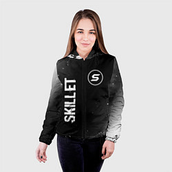Куртка с капюшоном женская Skillet glitch на темном фоне вертикально, цвет: 3D-черный — фото 2