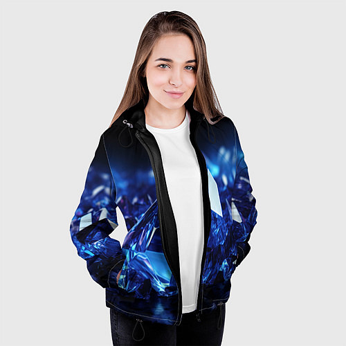 Женская куртка Синие прозрачные алмазы / 3D-Черный – фото 3