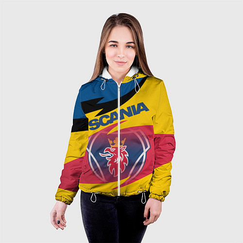 Женская куртка Scania logo / 3D-Белый – фото 4