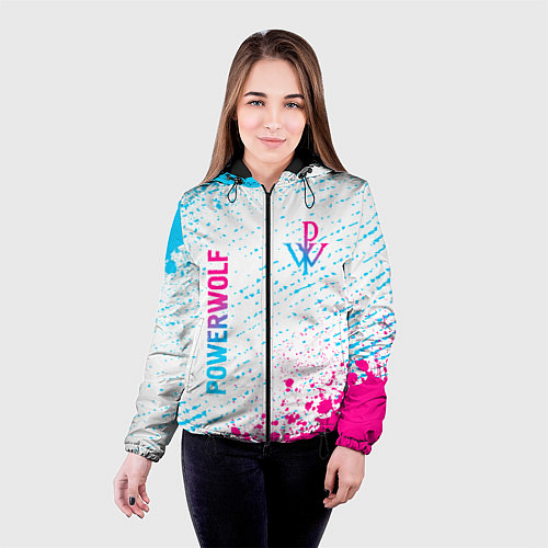 Женская куртка Powerwolf neon gradient style вертикально / 3D-Черный – фото 4