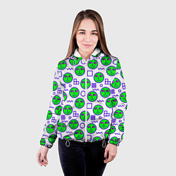 Куртка с капюшоном женская Green smiley face, цвет: 3D-белый — фото 2