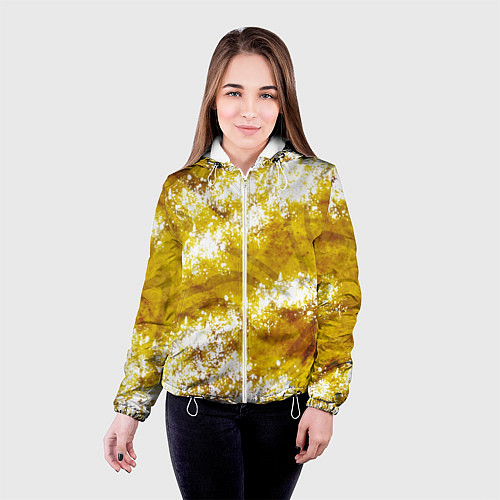 Женская куртка Желто-белая абстракция / 3D-Белый – фото 4