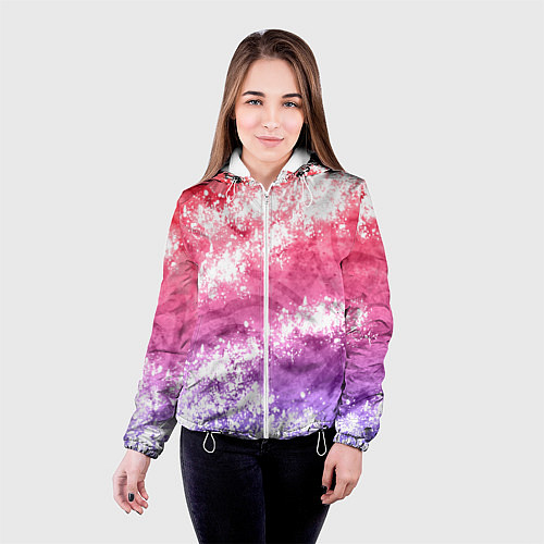 Женская куртка Сине-красная абстракция / 3D-Белый – фото 4