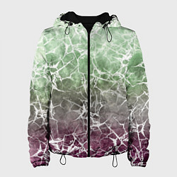 Куртка с капюшоном женская Абстракция - spider web on purple-green background, цвет: 3D-черный
