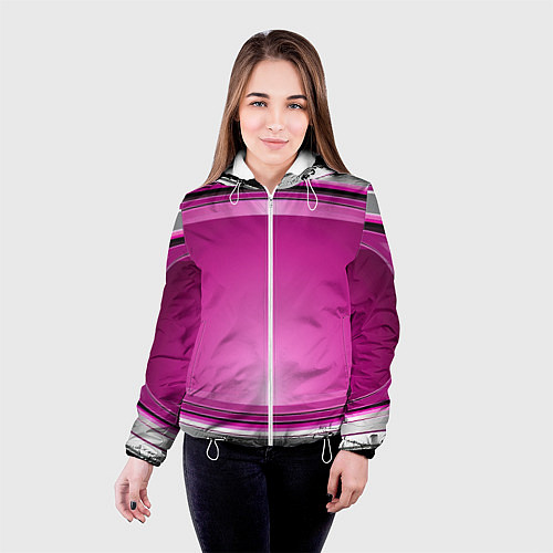 Женская куртка Розовый выпуклый фон / 3D-Белый – фото 4