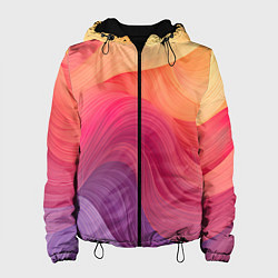 Куртка с капюшоном женская Желтый красный фиолетовый градиент, цвет: 3D-черный