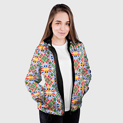 Куртка с капюшоном женская Мелкий красочный узор, цвет: 3D-черный — фото 2