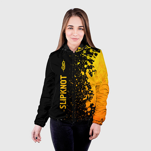 Женская куртка Slipknot - gold gradient по-вертикали / 3D-Черный – фото 4