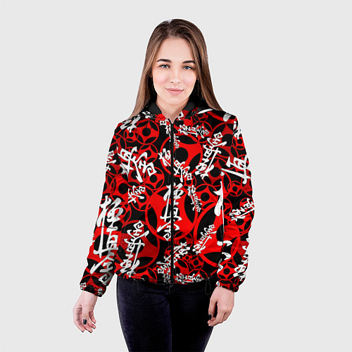 Женская куртка Карате киокушинкай лого паттерн / 3D-Черный – фото 4