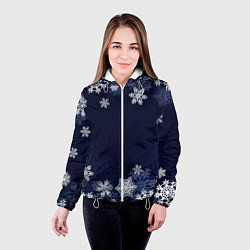 Куртка с капюшоном женская Воздушные снежинки, цвет: 3D-белый — фото 2