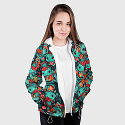 Куртка с капюшоном женская Драконы с ёлками, цвет: 3D-белый — фото 2