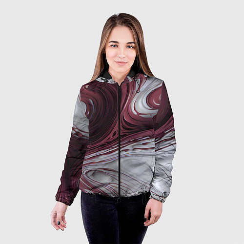 Женская куртка Бело-розовая краска / 3D-Черный – фото 4