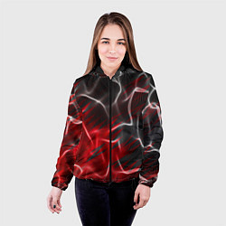 Куртка с капюшоном женская Дым и красные текстуры, цвет: 3D-черный — фото 2