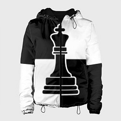 Куртка с капюшоном женская Шахматы - ферзь, цвет: 3D-черный