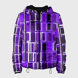 Куртка с капюшоном женская Фиолетовые прямоугольники, цвет: 3D-черный