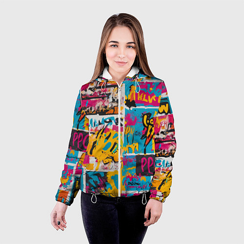 Женская куртка В стиле поп арт / 3D-Белый – фото 4