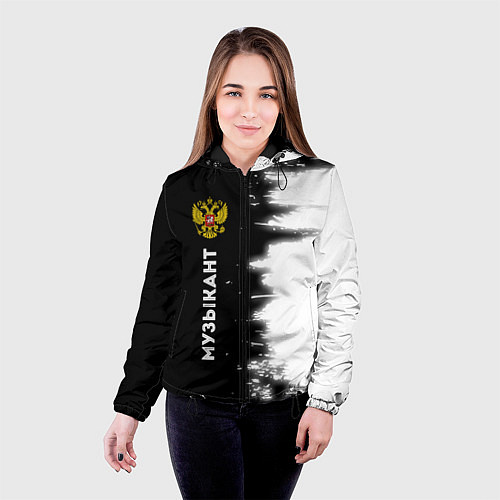 Женская куртка Музыкант из России и герб РФ по-вертикали / 3D-Черный – фото 4