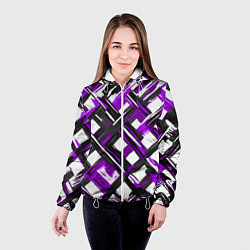 Куртка с капюшоном женская Фиолетовые и чёрные мазки, цвет: 3D-белый — фото 2