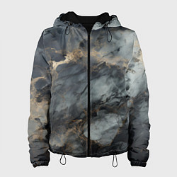 Куртка с капюшоном женская Темно-серый мрамор, цвет: 3D-черный