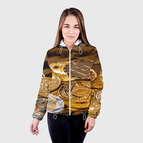 Женская куртка Виртуальные монеты / 3D-Белый – фото 4