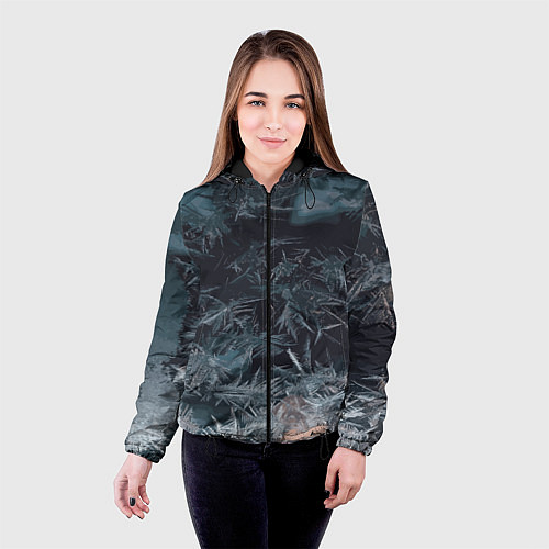 Женская куртка Зимний шарм снежинок / 3D-Черный – фото 4
