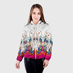 Куртка с капюшоном женская Цветочный сказочный узор, цвет: 3D-белый — фото 2