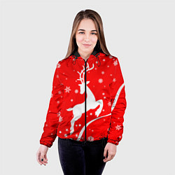 Куртка с капюшоном женская Christmas deer, цвет: 3D-черный — фото 2