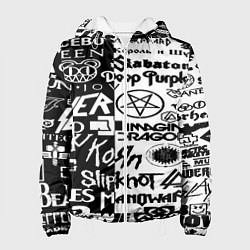 Женская куртка Логотипы лучших групп черно белый