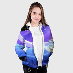 Куртка с капюшоном женская Фиолетовая и голубая абстракция, цвет: 3D-белый — фото 2
