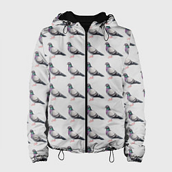 Куртка с капюшоном женская Голуби воркуют, цвет: 3D-черный