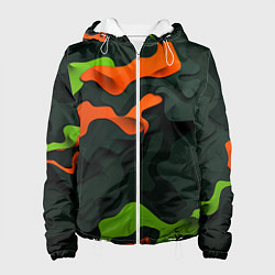 Женская куртка Зеленые и оранжевые кляксы