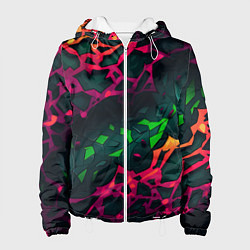 Куртка с капюшоном женская Яркая абстракция в стиле камуфляжа, цвет: 3D-белый