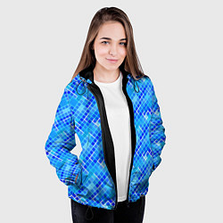 Куртка с капюшоном женская Синяя сетка, цвет: 3D-черный — фото 2