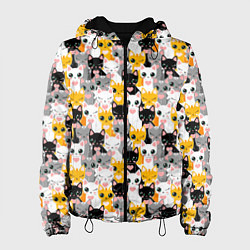 Куртка с капюшоном женская Colorful kittens, цвет: 3D-черный