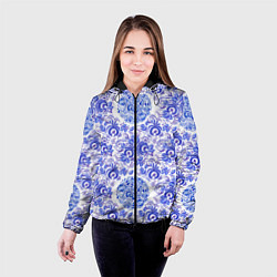 Куртка с капюшоном женская Новогодняя гжель роспись, цвет: 3D-черный — фото 2