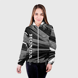 Куртка с капюшоном женская Honda - монохромный спортивный, цвет: 3D-белый — фото 2