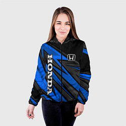 Куртка с капюшоном женская Honda motors - синяя спортивная абстракция, цвет: 3D-черный — фото 2