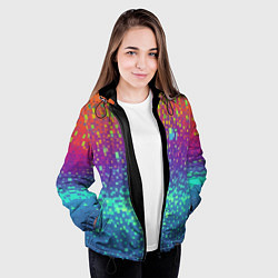 Куртка с капюшоном женская Разноцветные пиксели, цвет: 3D-черный — фото 2