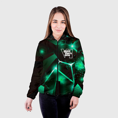 Женская куртка GTA6 разлом плит / 3D-Черный – фото 4