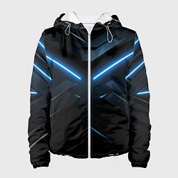 Женская куртка Синяя неоновая полоса на черном фоне