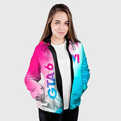 Куртка с капюшоном женская GTA 6 neon gradient style вертикально, цвет: 3D-черный — фото 2